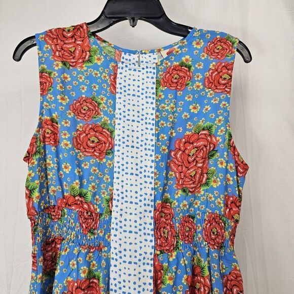 Anthropologie Farm Rio Zinnia Smocked Peplum Floral Top Size Small - Picture 5 of 8